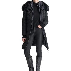 DKNY Puffer Coat with Fur Hood